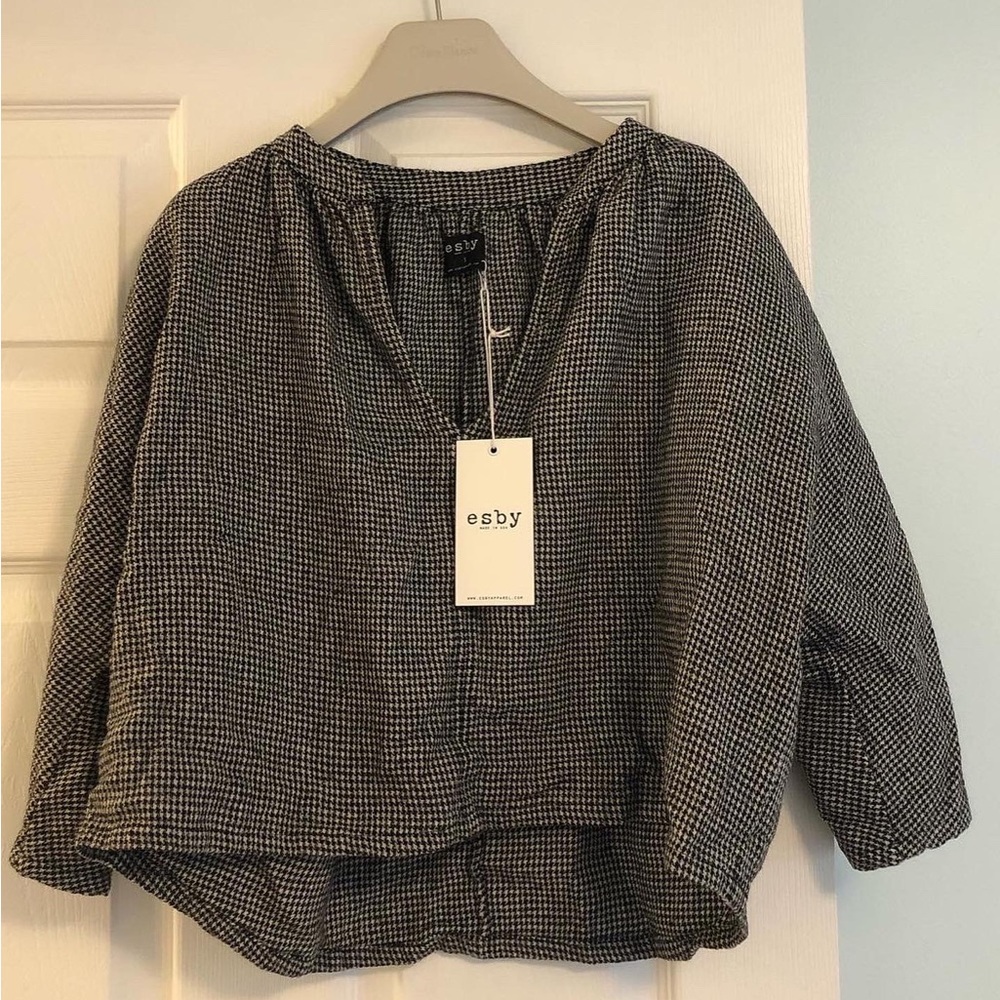 💥SOLD💥 NWT esby apparel lily top in mockingbird houndstooth